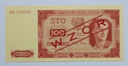 100 złotych 1948 rok  WZÓR  seria KR  stan 1 UNC