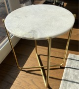 BB Home Stolik Marmurowy Złoty Rumba Gold White 44,5x54cm x2