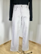 Jasne spodnie L 40 straight wysoki stan minimalistyczne prosta nogawka