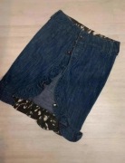 jeansowa spódnica na guziki asymetryczna falbanka 36 S