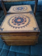 Drewniany niciak organizer przybornik vintage PRL 