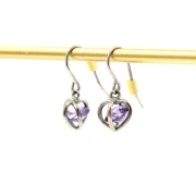 Kolczyki serca fioletowe srebro srebrne metal vintage lata 90 90s 1990s 