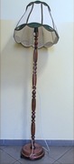 Vintage drewniana lampa podłogowa pamiątka PRL