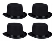 Relaxdays Cylinder kapelusz, zestaw 4 szt., czarodziejski kapelusz dla kobi