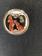Srebrna Moneta 1oz  Rok KRÓLIKA 1 uncja 0,999 Ag - kolorowany