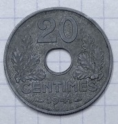 #2147 Francja 20 centymów 1941 Vichy piękna 