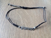 Regulowana bransoletka. Czarny sznurek. Srebrny napis Forever