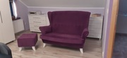 Sofa i puf kolor fioletowy