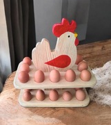 Stojak na jajka Drewniany 24 szt . 2 piętra Wielkanoc kura Organizer. 40cm