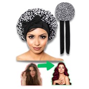 CZEPEK DO SPANIA NOCNY NA WŁOSY SATYNA + JEDWAB CZAPKA W KWIATY WZÓR