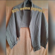 Beżowy ciepły damski zimowy szal ponczo narzutka na ramiona 80% wełna