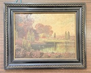 ANTYK Obraz ręcznie namalowany XIXw drewniana rama