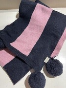 Jack Wills wełniany szalik z pomponami różowy granatowy 80% wełna ciepły