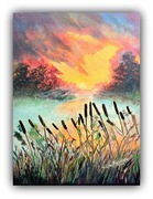 " Po nocy i ciszy rubinowe światła spłyną " olej na płótnie 