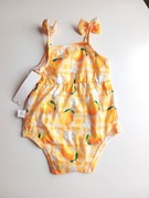 żółte letnie body na ramiaczkach rampersy w cytrynki dla dziewczynki