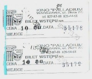 Warszawa 2000, 2 x Bilety Kino Palladium, Kwota 10zł 