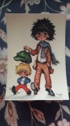 Vintage - urocza kartka, autor Michel Thomas, "Deux copains"