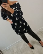 Sukienka, tunika czarna w gwiazdki ROZMIAR uni