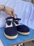 Espadryle zamsz na koturnie granatowe 40