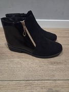 Botki damskie czarne ocieplane zamszowe rozmiar 38