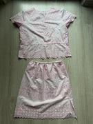 Różowy komplet bluzka + spódnica haft rozmiar 44