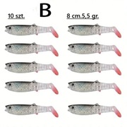 Gumy spinningowe. komplety po 10 szt. 3 kolory. 8cm. 5,5 gr. Canibal.