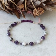 Czaroit Kamień Księżycowy Ametyst Bransoletka Minerały Rękodzieło 