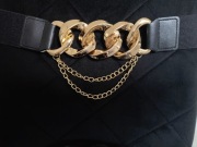 Pasek na gumie ze złota klamra 