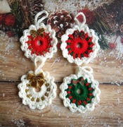Mini wianki zawieszki ozdoba Boże Narodzenie, rękodzieło - zestaw 4 szt.