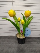 Tulipany silikonowe w doniczce żółte