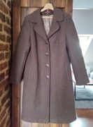 Klasyczny wełniany płaszcz, brązowy, rozm. 46