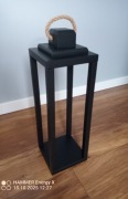 Lampion z drewna dębowego, wys. 57 cm, kolor czarny