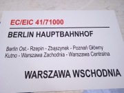 Tablica kierunkowa kolejowa WARSZAWA WSCH. - BERLIN HBF 30X20 cm