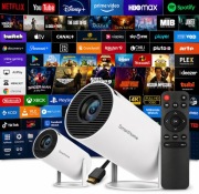 PROJEKTOR RZUTNIK ANDROID TV 4K WIFI FULL HD PRZENOŚNY SMART GŁOŚNIK