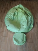 Ogromna pufa ecopuf z podnóżkiem, zielona