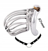 Stalowy pas cnoty, klatka na penisa, Chastity Cock Cage 57mm Oring + Pasek