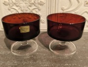 2 x szklanki kieliszki do szampana/deseru Luminarc Ruby Red (lata 70.)