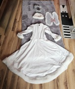 Strój kostium sukienka suknia księżniczki anioła z futerkiem.