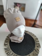 Czapka plus komin beż 