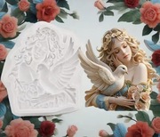 DZIEWCZYNA z GOŁĘBIEM forma silikonowa 11.5*11*1.2 do Fondantu Gipsu Żywic 