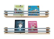 Półki 3szt. wiszące na książki, dziecko zabawki, drewno skandynawska 