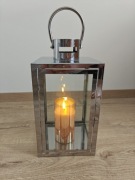 Lampion srebrny dekoracja wysokość ok. 29,5 cm + uchwyt 