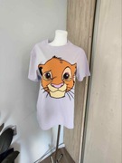 T-shirt liliowy fiolet z nadrukiem, oversize, rozmiar uniwersalny
