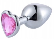 Stalowy korek analny z kryształkiem S serce 
