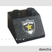 LEGO 3039pb017 SKOS 45 2 x 2 czarny żółta gwiazda policyjna z 6332 6636