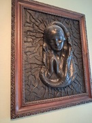 Obraz ze skóry.  Matka Boska  60 x 50 cm