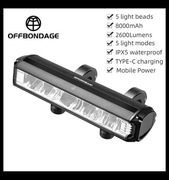 Lampa OffBondage 5-LED 2600lumen Funkcja Powerbank 8000mAh Największa 