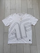 Koszulka męska 4F biała M z mega logo oversize 192