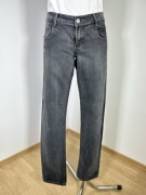Jeansy grafitowe szare Y2K wycierane damskie strecz elastyczne proste 42 XL