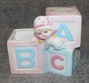 Ceramiczna doniczka do pokoju dziecięcego klocki